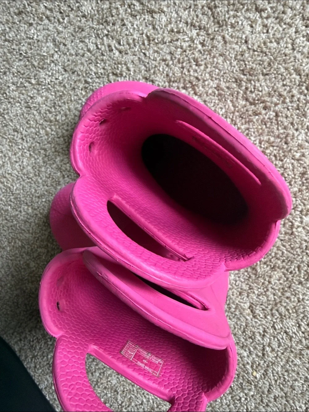 CROCS Kids' Hot Pink Pull-On Rain Boots with Handles size 10 girls